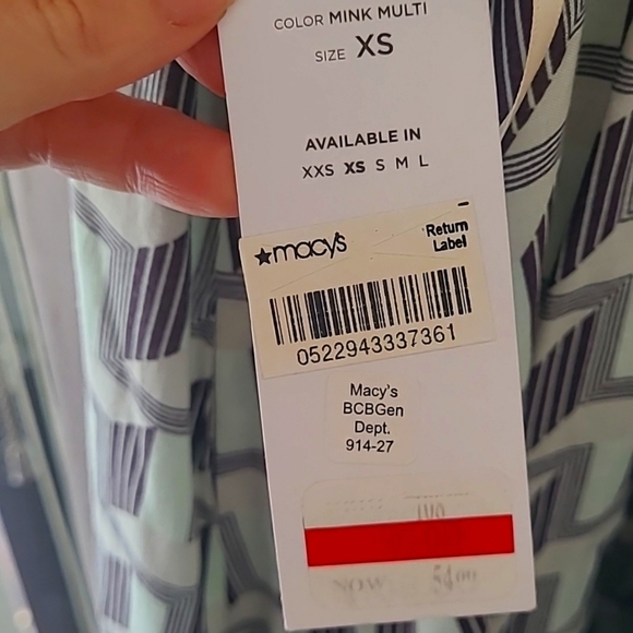 BCBG geometric fabric design light mint green maxi sleeveless dress Size XS - Picture 5 of 5